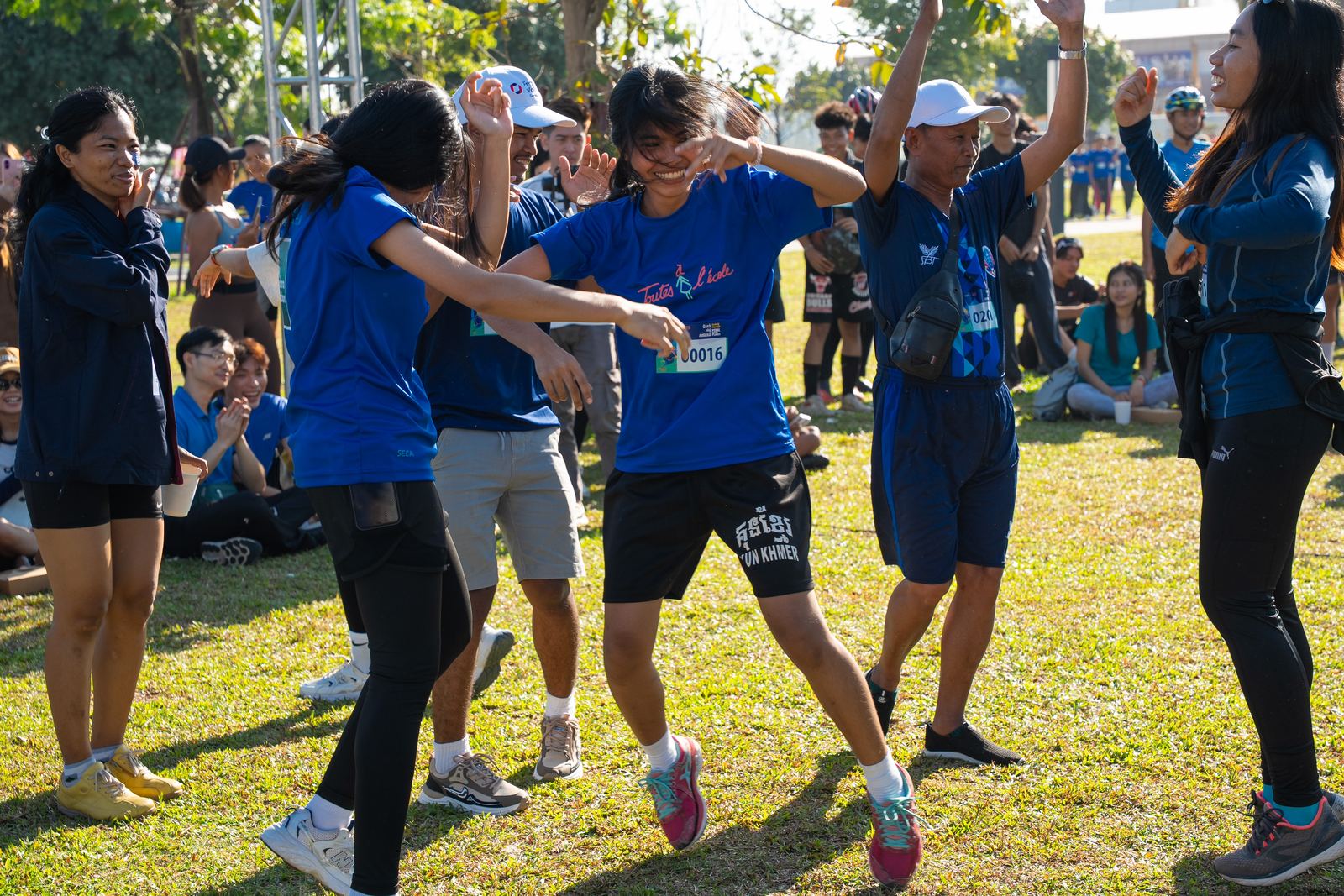 Riders dancing after the ride