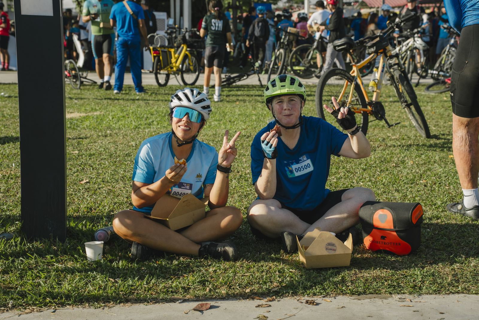 Riders relaxing after the ride